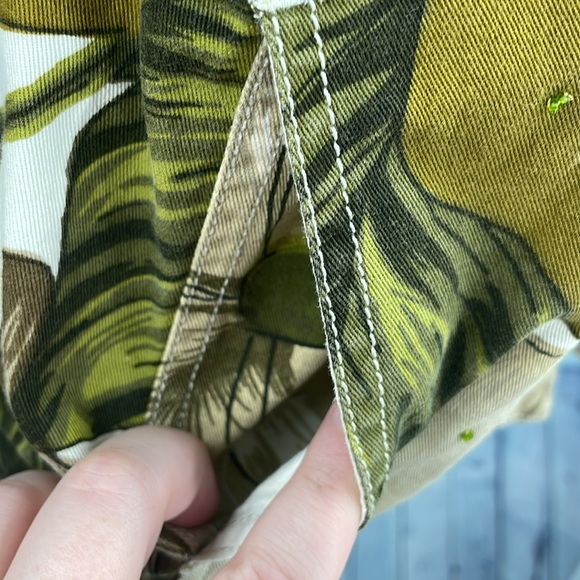 Chicos design vintage size 0 small large flowers green trucker beaded ja… - Picture 6 of 11